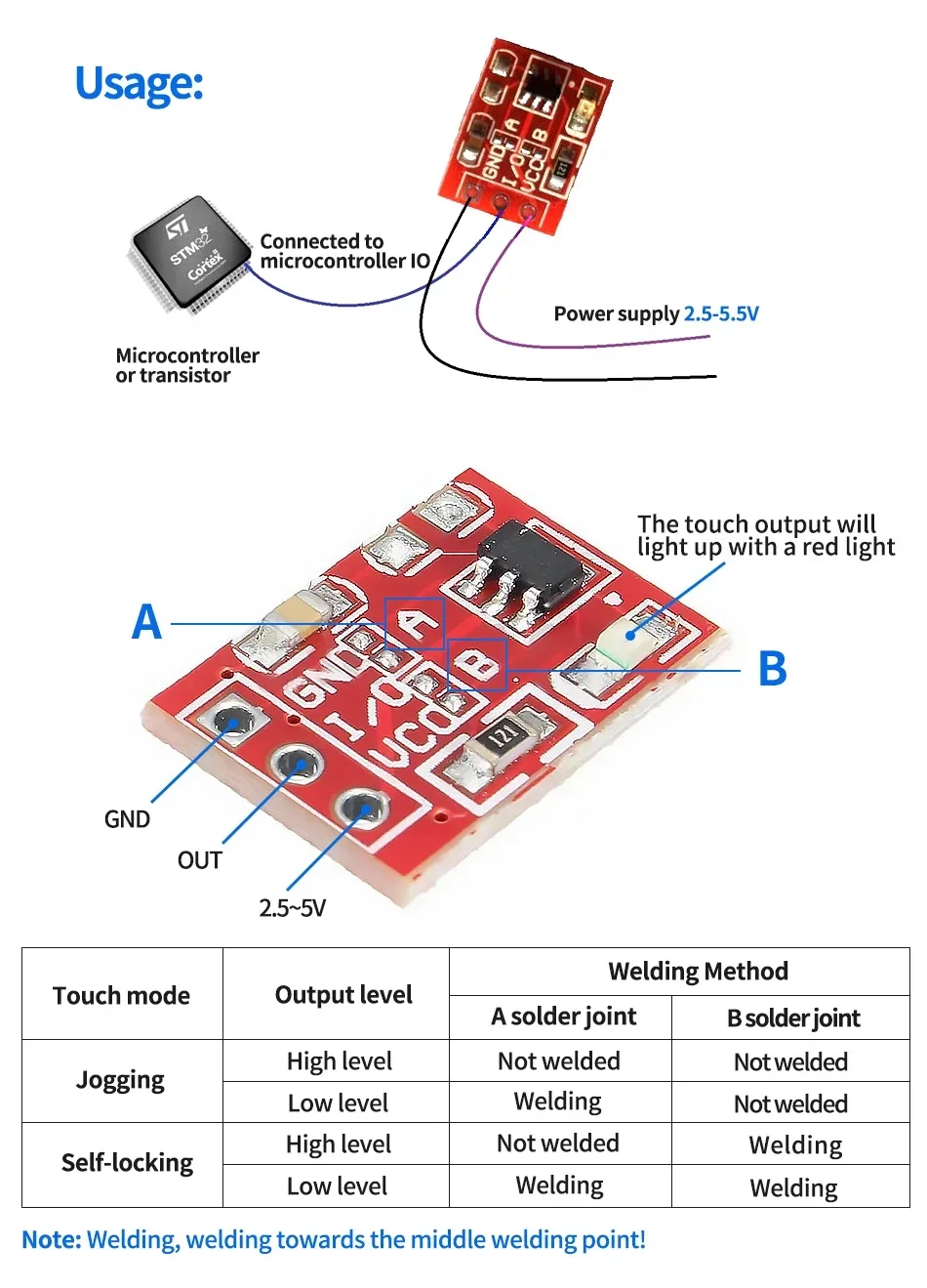 TTP223 Capacitive Touch Switch Button Sensor Module Self Locking for Arduino