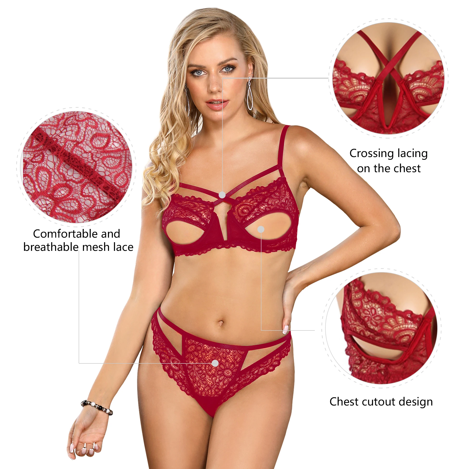 Ohyeahlady Taglie Forti Completo Intimo Donna Elegante Reggiseno