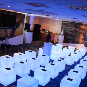 Portable Multi-colored Modern Luminous Leisure Party Event Furniture Waterproof Square Cube Stool for Wedding Outdoor Chair Set