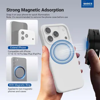 NEEWER Basics Magnetic Selfie Light Compatible with MagSafe iPhone, 2W CRI95+ Bi Color Swivel Small LED Phone Fill Lighting detail image
