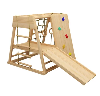 Kids Indoor Playground Activity Gym Equipment Exercise Fitness Home Slides Rope Wooden Climbing Frame Swing Set