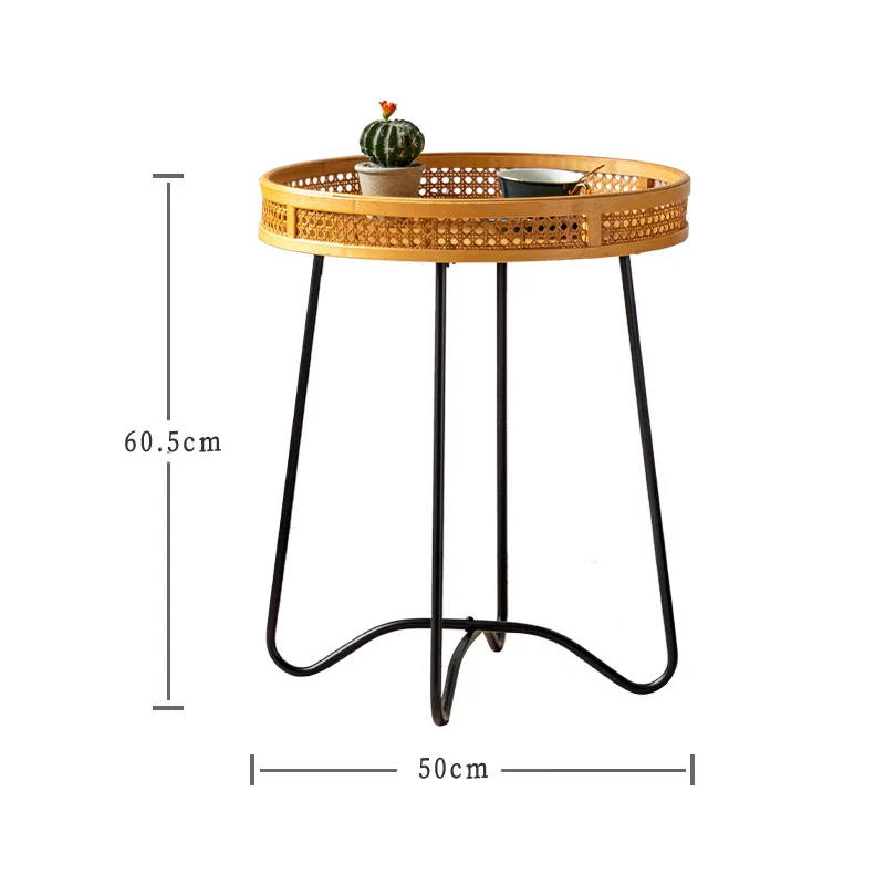 Living Room Furniture Tray Nature Rattan Wicker Small Round Table