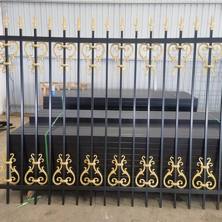 Wholesale 6ftx8ft garden black metal fences anti rust galvanized steel fences and gates for houses