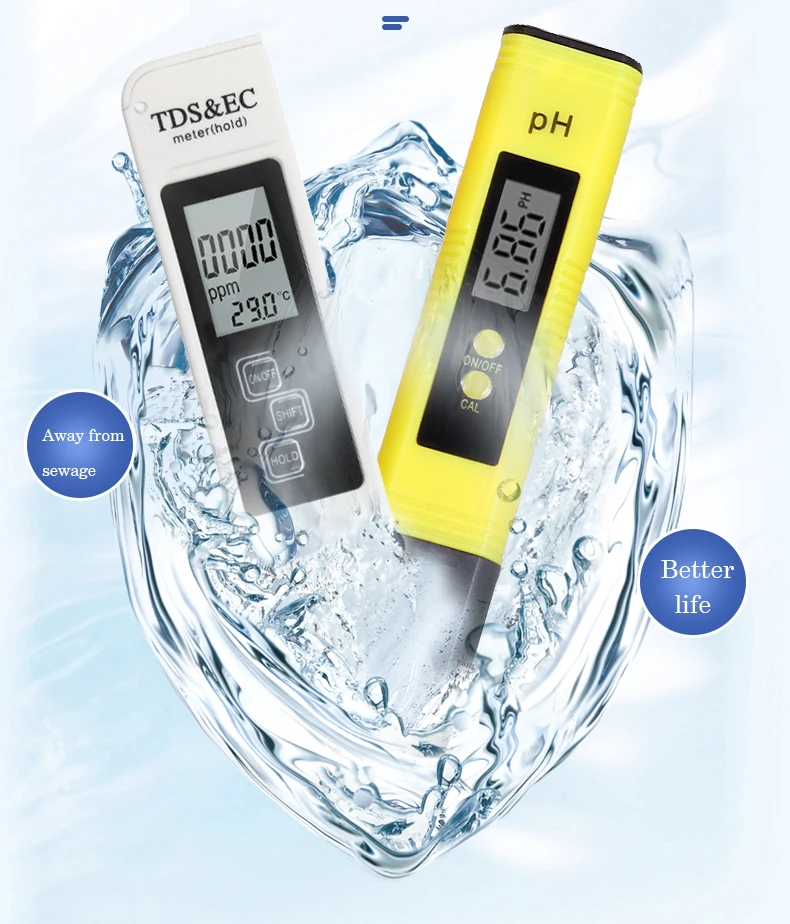digital water quality tester 0-14 PH meter 0-9999 ppm TDS meter combo