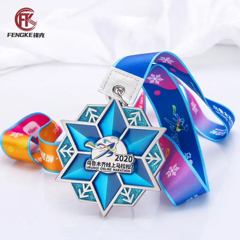 Unique Design Custom Logo Shiny Metal Award Zinc Alloy Glitter Running Marathon Hollow Round Medal details