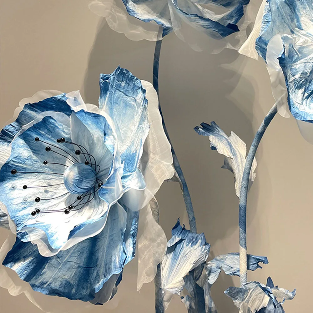 Riesige Knstliche Blumen Blau-Wei Halo-Frbung Handarbeit 3D Papier Groe  Blume Riesige Blumendekoration fr Hochzeiten