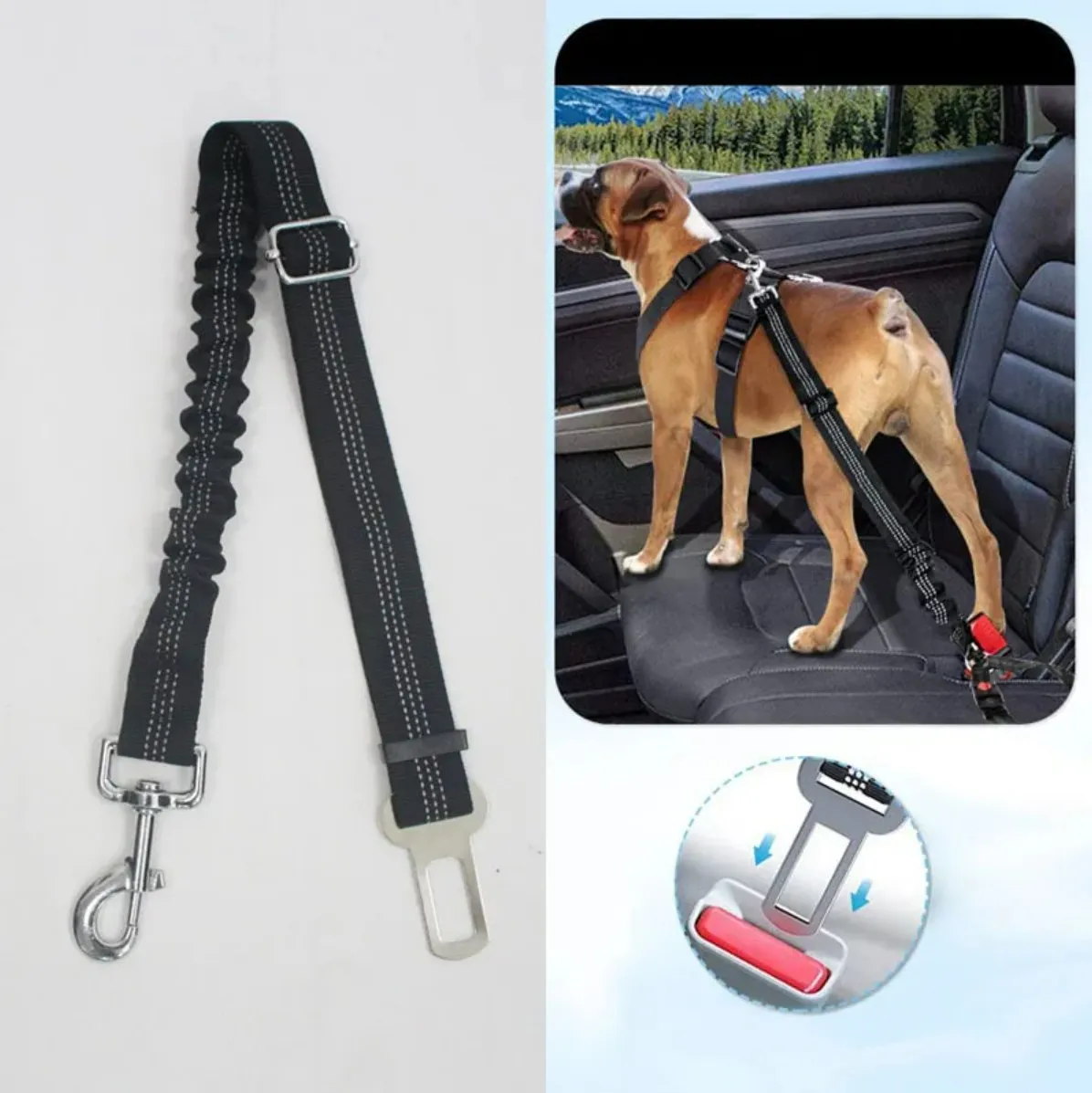 Adjustable Dog Car Seat Belt Nylon Lead Dog Leash Backseat Safety Belt Dog Harness Pet Collars - Image 2
