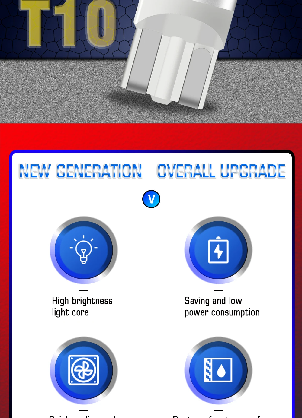 Car Led T1012-24V W5W bulb 3030 10SMD 6000K White Yellow Auto License Plate Lamp Dome Light Reading DRL High brightness Bulb