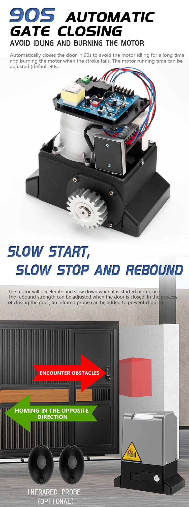 370w Electric Sliding Gate Motor For 600kg Sliding Door Electric Gate