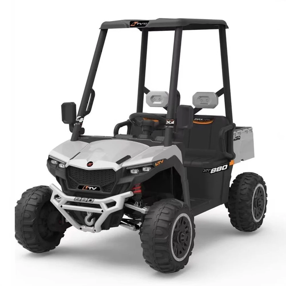 New Children Electric Ride-On Car with Remote Control Four Wheel Drive Rechargeable Double Seat Beach Metal Construction