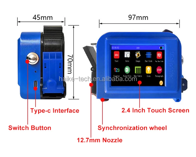 Mini Printer Handheld Inkjet Printer Hand Held Portable Ink Jet Printer for Box Logo Batch Code Printing
