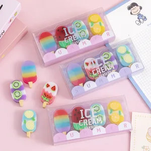 Custom Mini Fancy  Creative Ice Cream Eraser with logo Cute Stationery Gifts  for Kids