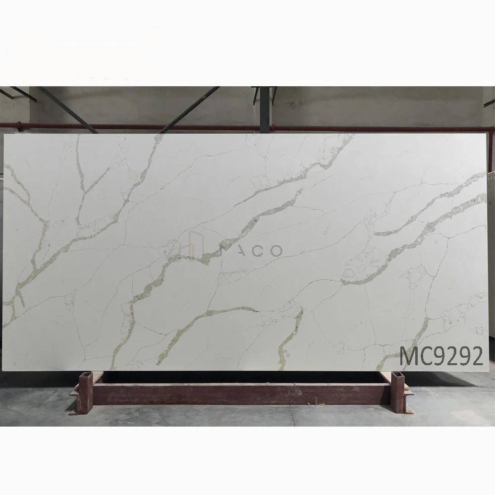 Kitchen Countertops Dining Table Counter Tops White Calacatta Artificial Marble Quartz Stone Slabs