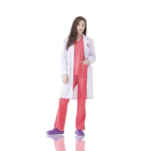 Professional Women's Hospital Lab Coat Printed Design Polyester/Cotton Woven Fabric OEM Service for Medical Use