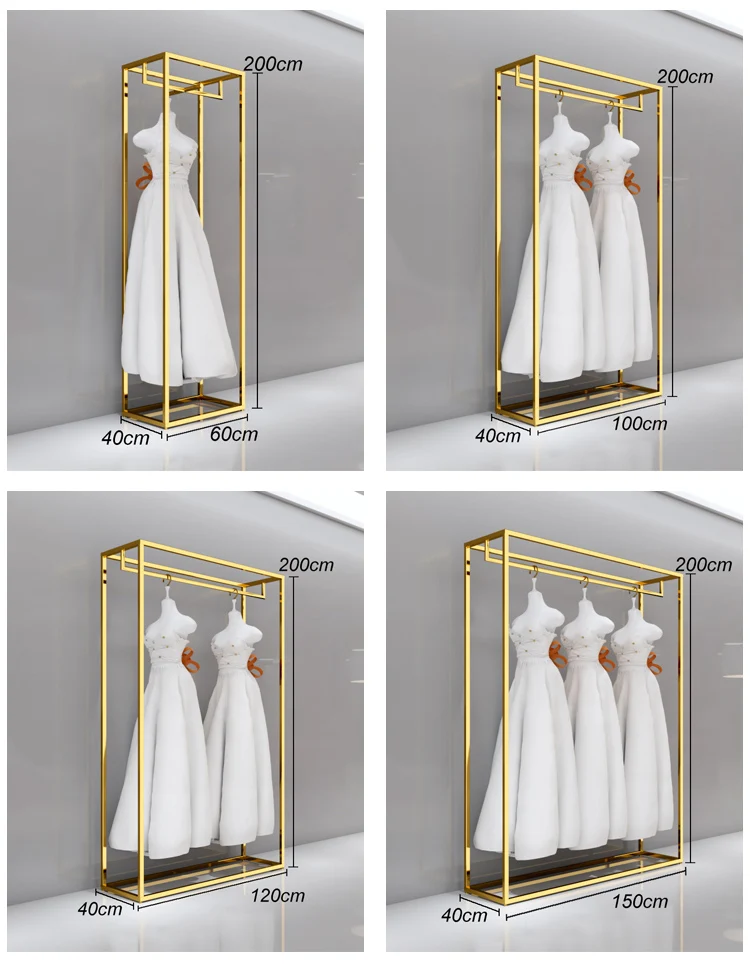Shop Our Custom Size Stainless Steel Gold Clothing Racks