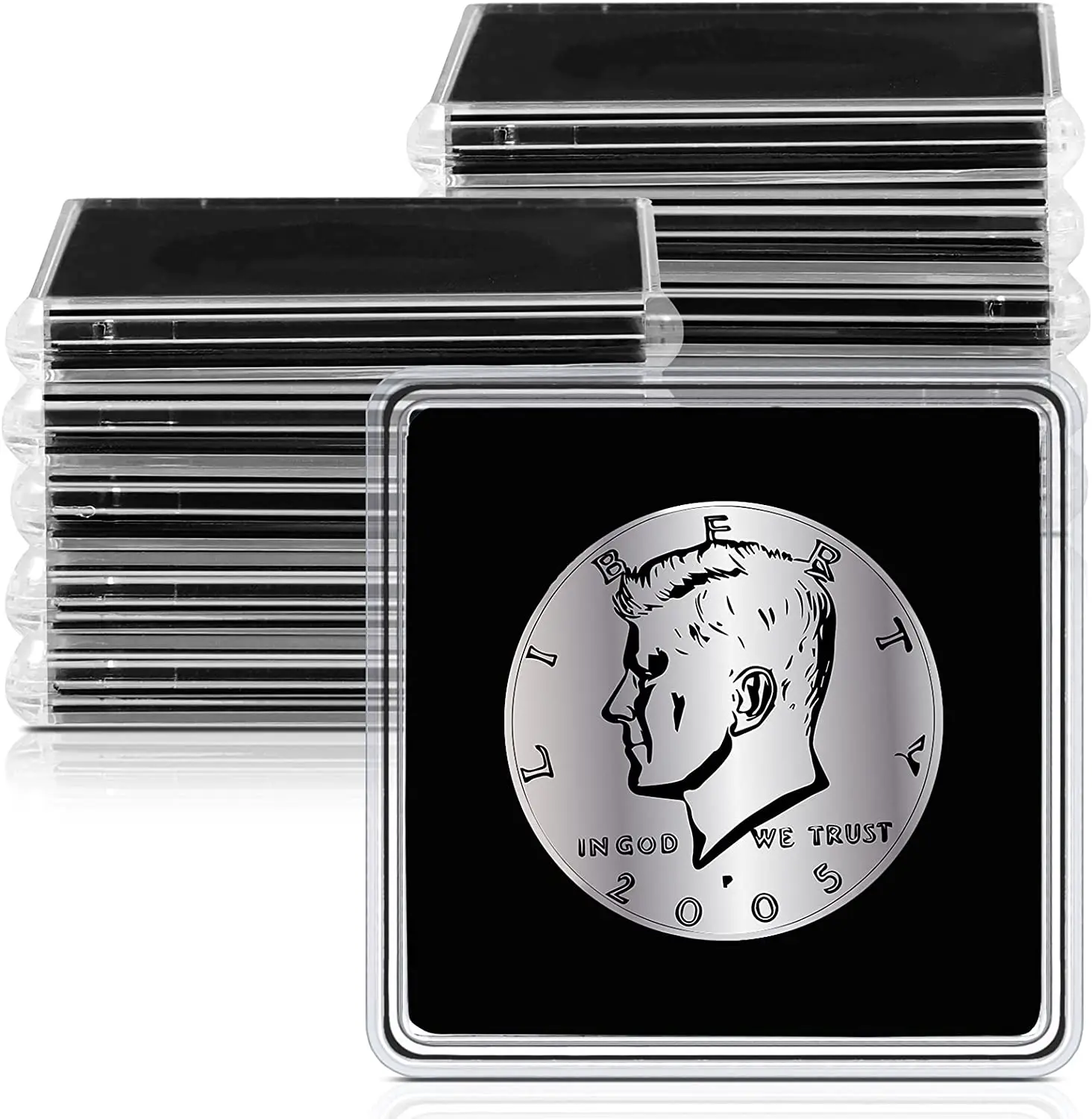 실버 달러 코인 홀더, 2 X 2 하프 달러 코인 홀더 캡슐 스냅 플라스틱 코인 케이스 수집 용품 달러