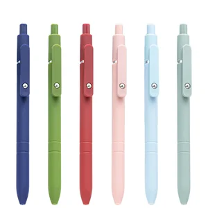 Customizable Logo Student Gel Pen Morandi Color Retractable 0.5mm Writing Width Solid Color Plastic Black Ink Office School Use