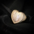 14k Gold Ring Diamond Rings Ring 14K Gold Hip Hop Jewelry Micro Pave Ring New Style Custom Gold Plated Jewelry Iced Out Diamond Couple Heart Shape Rings