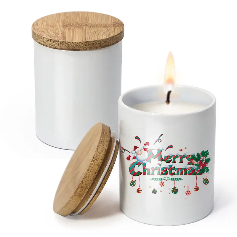 Wholesale Custom Supplies Luxury Sublimation Blanks Ceramic Candle Jar