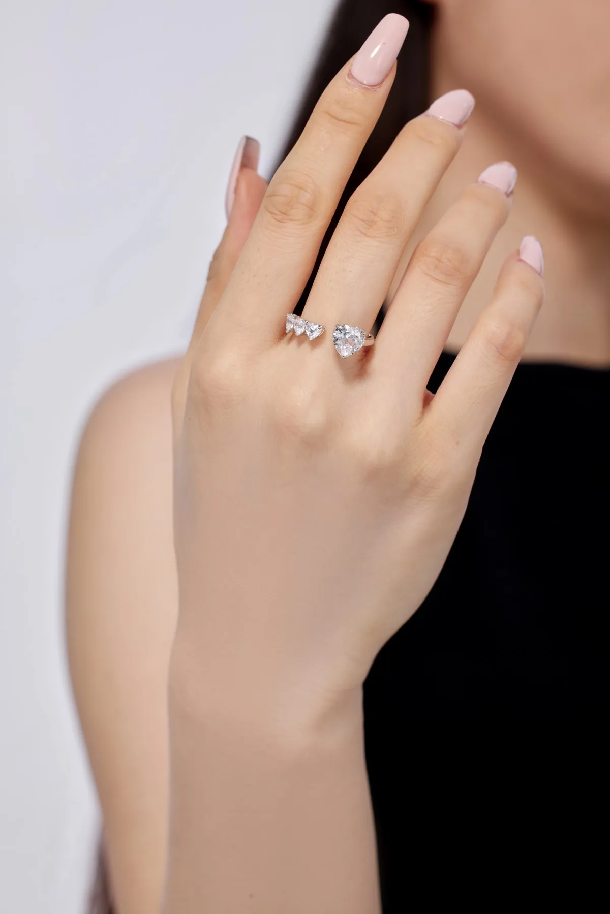 KAKODIY's latest design heart-shaped open adjustable ring jewelry 925 sterling silver pink zircon love heart women's wedding ring detail 4