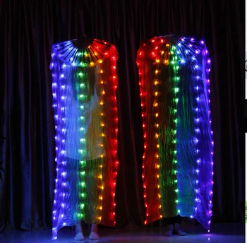 New Coming 100%Silk Led Glow Fan Stage Performance Prop Belly Dance Fans