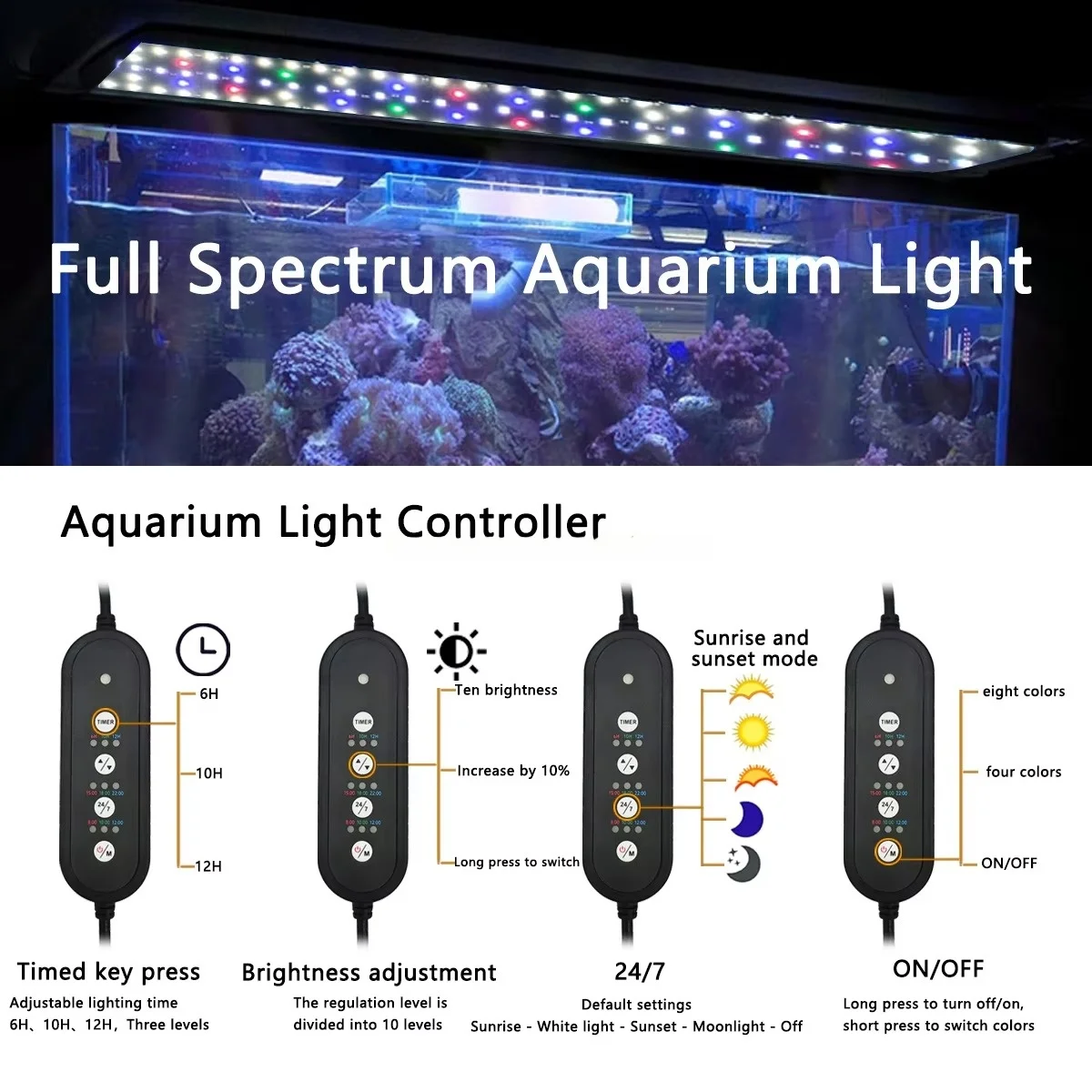 FactoryWRGBControllable LED Aquarium Lamp for Full Spectrum Application，Used for Coral Reef Lighting