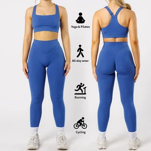 OEM Custom Sample High Quality 2-Piece Yoga Leggings Activewear Fitness Top Bra Women Yoga Sets