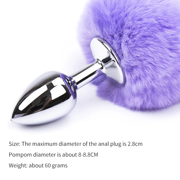 Plug anal en acier inoxydable Rabbit Tail 6 couleurs pour adultes Plug anal en acier inoxydable Rabbit Tail 6 couleurs pour adultes