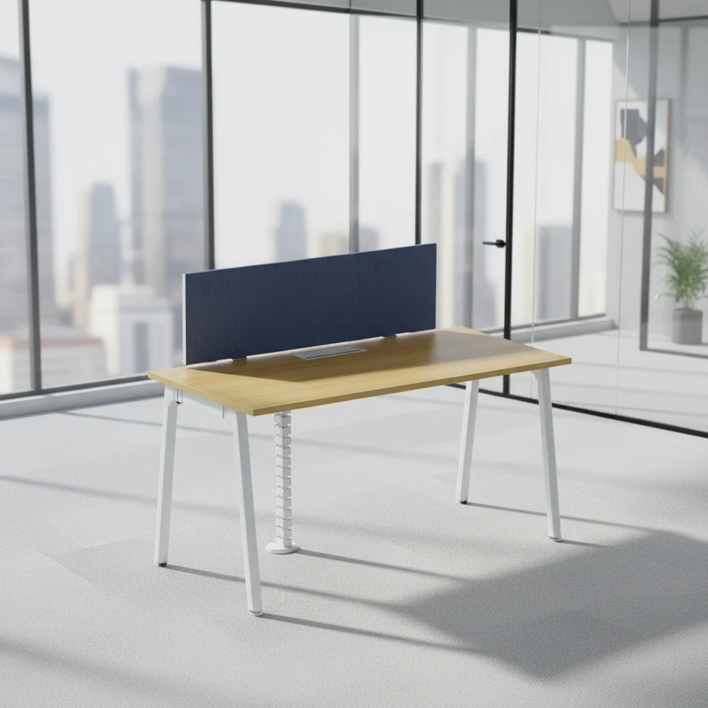 Office Desk System Aluminum Legs Foldable Convertible Privacy Screens Wood Frame Modern Workstation Configuration 6