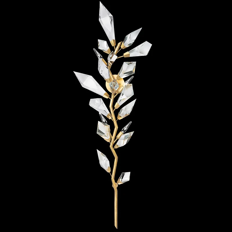 High End Modern Creative Design Crystal Wall Sconce for Home Interior Luxury Gold Tree Branch Wall Lamp