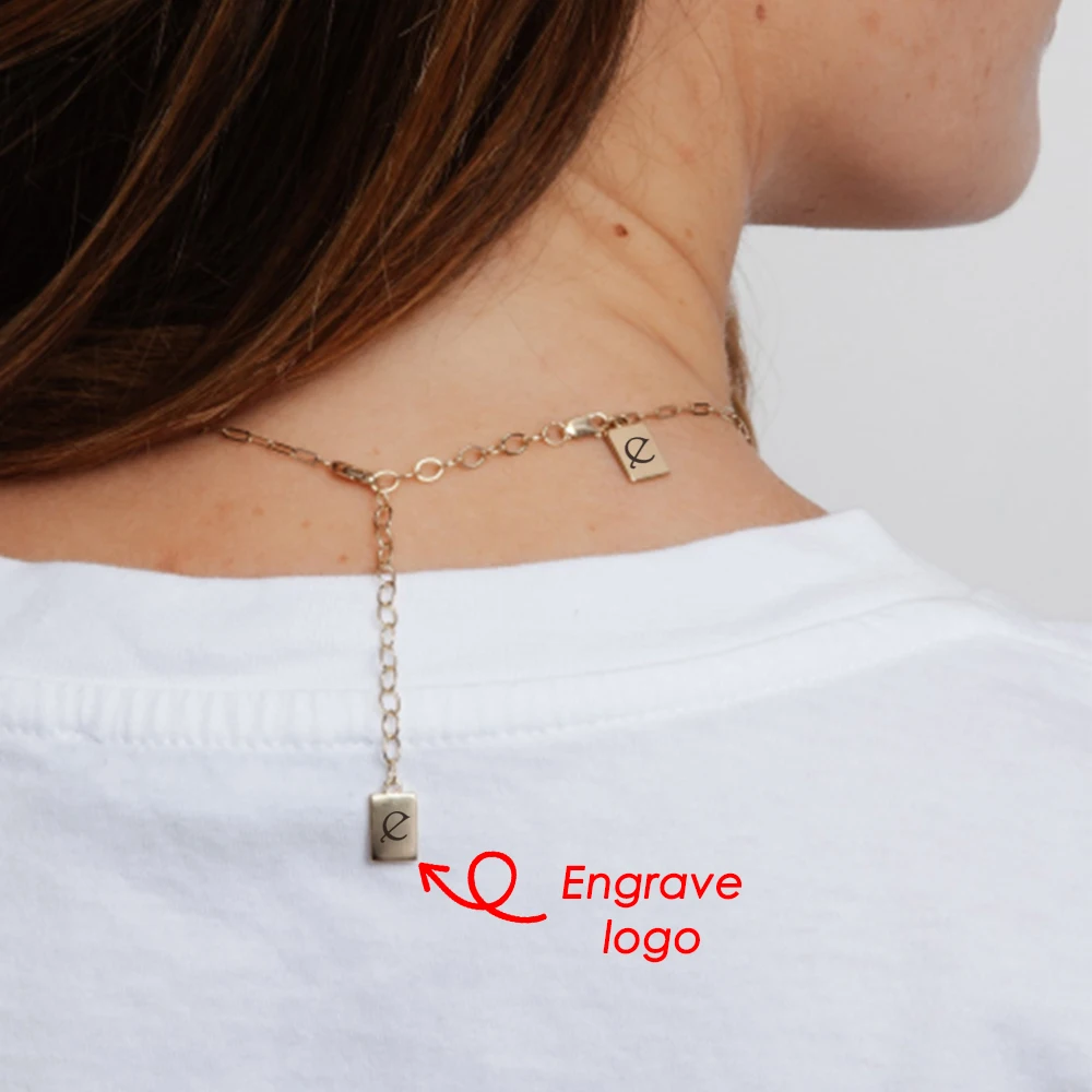 Chihang 316L Stainless Steel Jewelry Findings Charms Heart Oval Round Rectangle Shape Plain Logo Tags for Branding