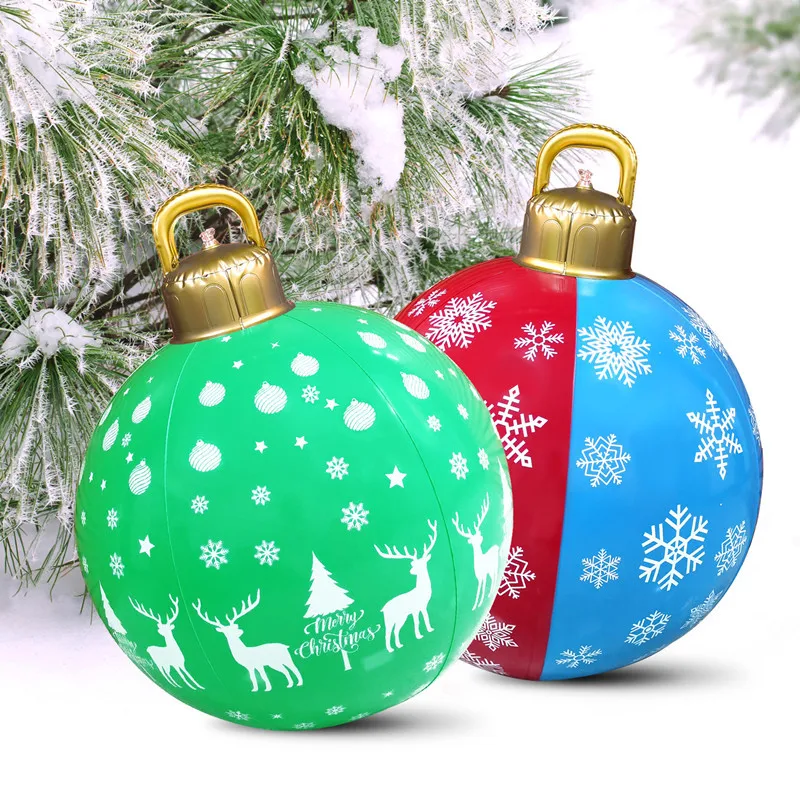 Light Up Pvc Inflatable Christmas Ball 24 Inch Large Outdoor Inflatable
