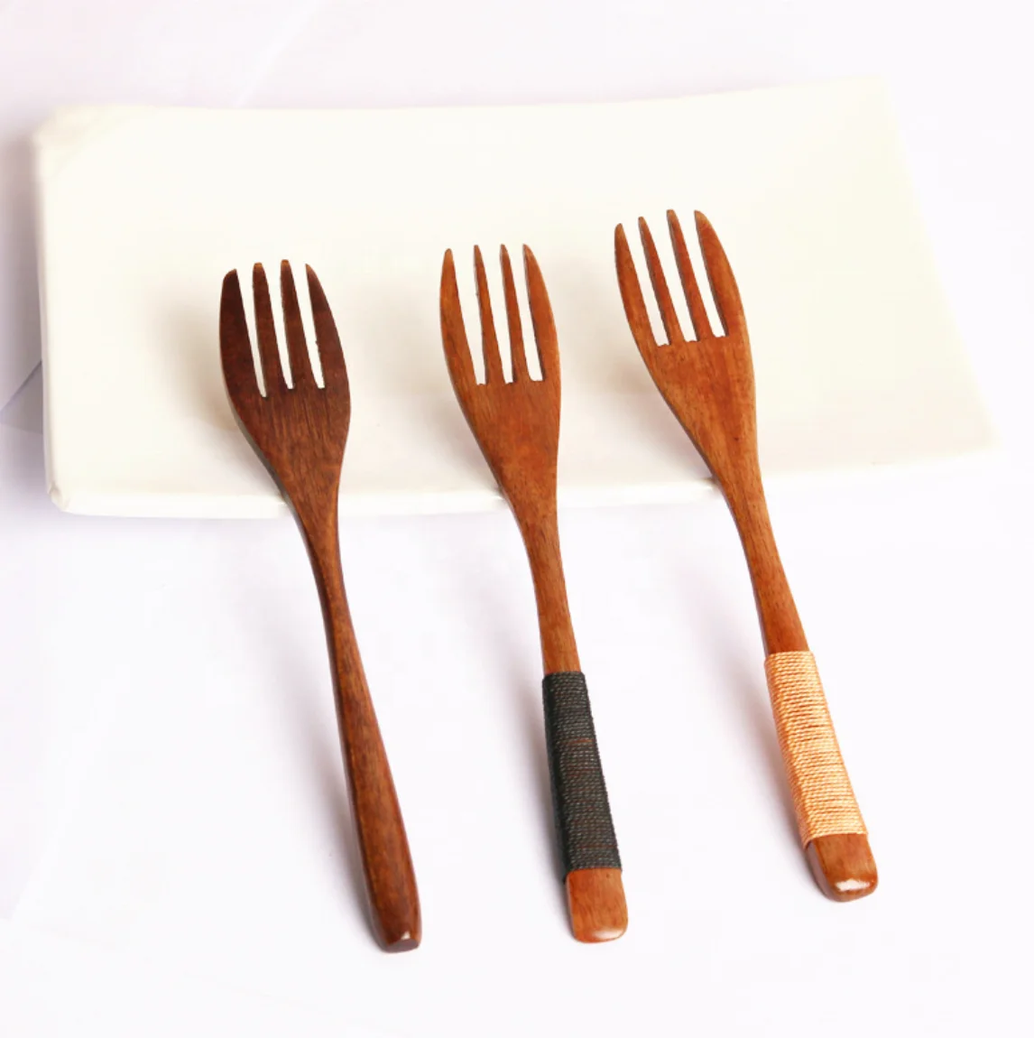 PATKAW Wooden Kitchen Fork Long Handle Reusable Japanese Kitchen