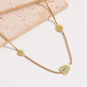 Foreign Trade Hot Alloy Titanium Steel Personality Cut Hollow Leaf Necklace Maple Leaf Punk Fashion All-match
