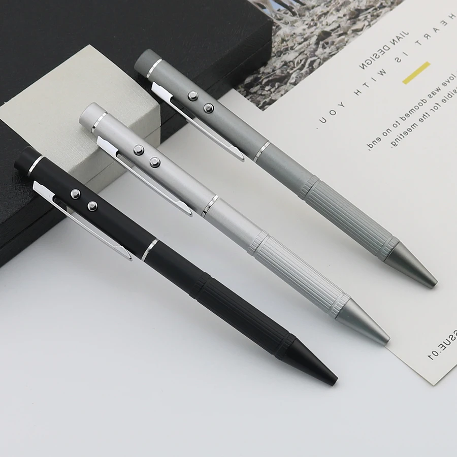 Laser Ball Pen Teaching Conference Advertising Gifts Metal Signature Ballpoint Pen With Printing logo Electronic White Light Pen