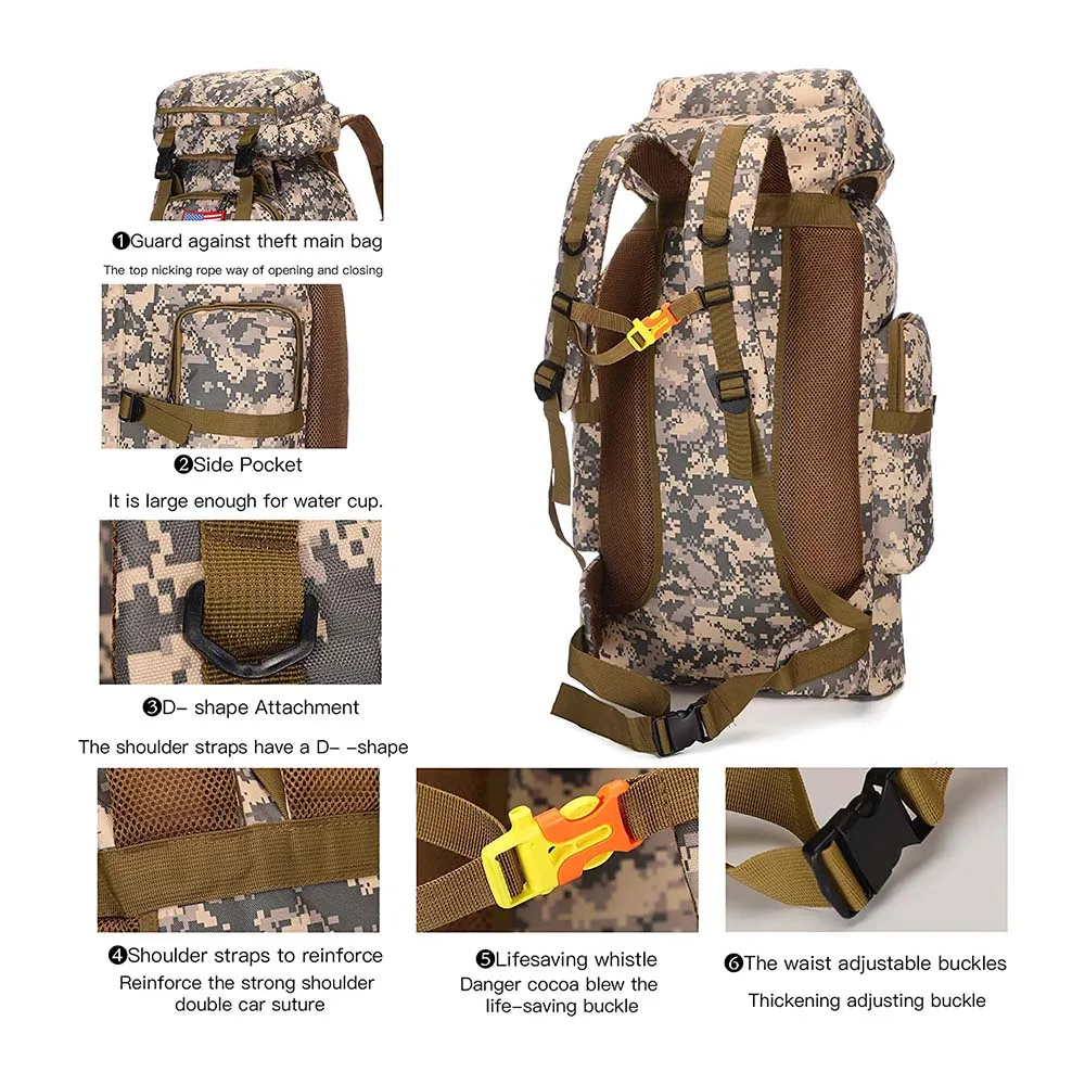 Oleaderbag Men's Hiking Backpack Waterproof Training Camping Backpack Travel Day Bag