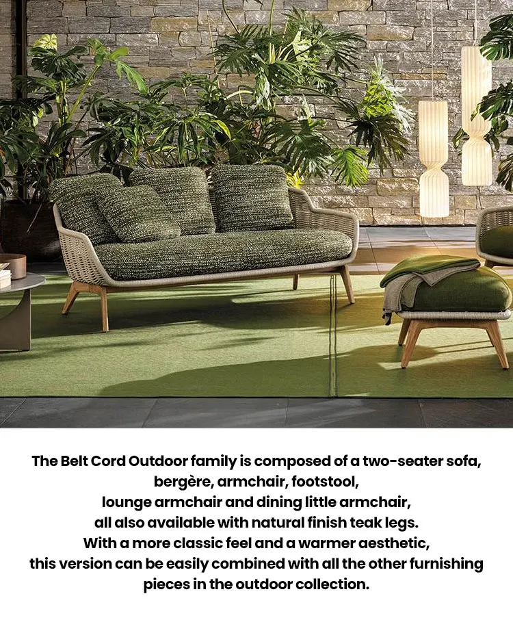 Elegant Living Room Furniture Hotel Garden Teak With Round Rope Two