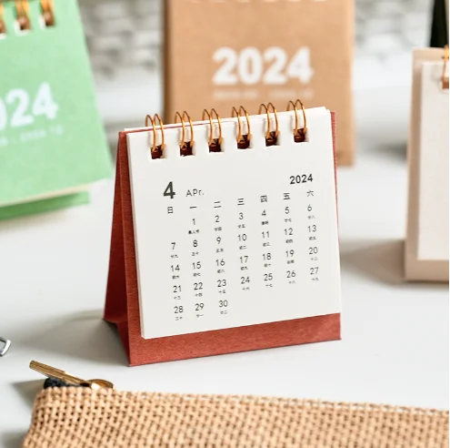 2024 Creative Minimalist Tabletop Ins Mini Basic Desk Calendar Sprial Wire Ornaments Student Schedule Plan Book details