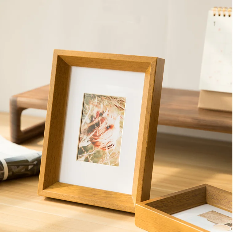 Custom Personalized Natural Solid Wood Picture Frames Wooden Displays Photos Rustic Big Frame with Mat Hanging Tabletop