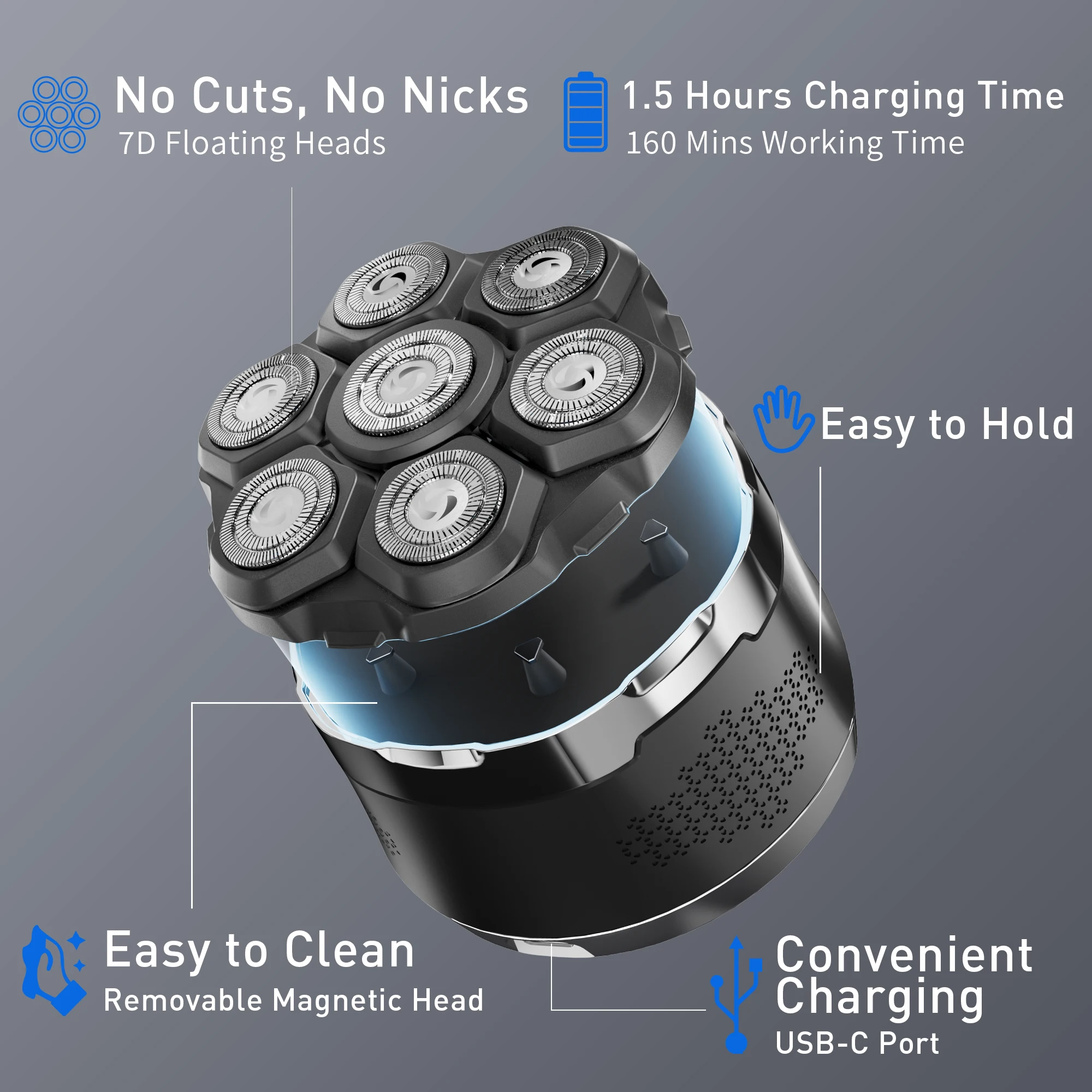 LEDディスプレイ付き回転式電気シェーバー 回転式電気シェーバー LED