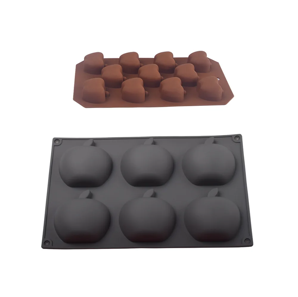 High Temperature Resistant Silicone Apple Mold DIY Crystal Dropping Candy Cheese Chocolate Biscuit Mold for Cake Tools