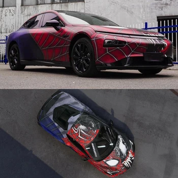 New Custom Design Perzonalized Car Wrap Vinyl Pattern Spider-man Bat Man Iron Man Film For Car Wrapping Outside