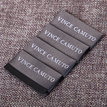 OEKO-TEX custom gray and white woven label center folded labels for clothing