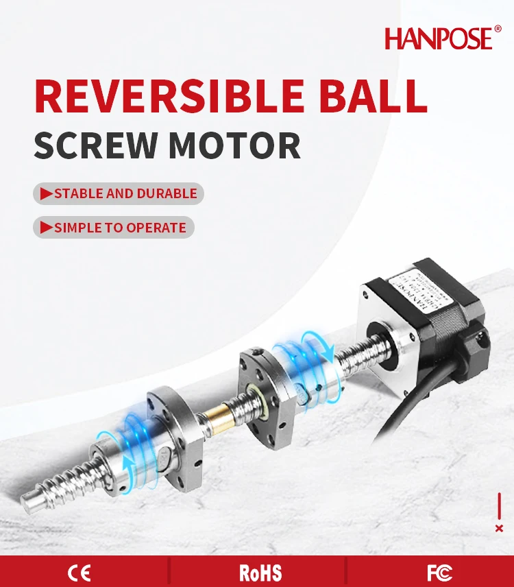 product hanpose 13a 42hb34 1204 162 34mm nema 17 ball screw motor suitable for medical machinery screw ball high speed stepper motor-2