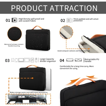 Alternative view of Business Laptop Bag 15.6 for HP Dell ASUS Macbook Zipper Front Accessories Laptop Briefcase Case Bag Sleeve Business Men Women