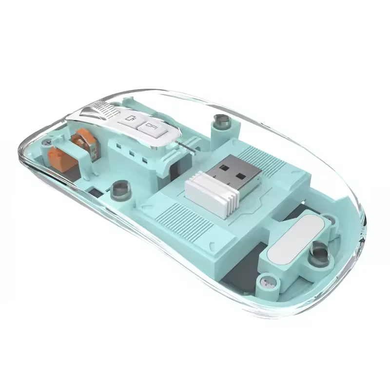 Mini Rechargeable Optical Wireless Mouse Transparent with LED Backlit New Design Both-Hands Tracking in Stock
