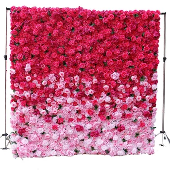 8X8FT Artificial Flower Wall 3D Pink White Rose Birthday Party Decor Wedding Arrangement Photographer Backdrop