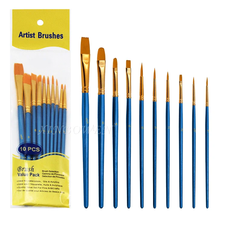 Xinbowen Artist Painting Brushes Oil Watercolor Paintbrush Set 10 Pcs