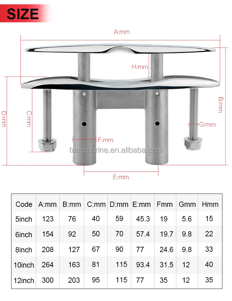 Stainless Steel Flush Boat Cleat For Boat Marine Boat Dock Cleats Oem
