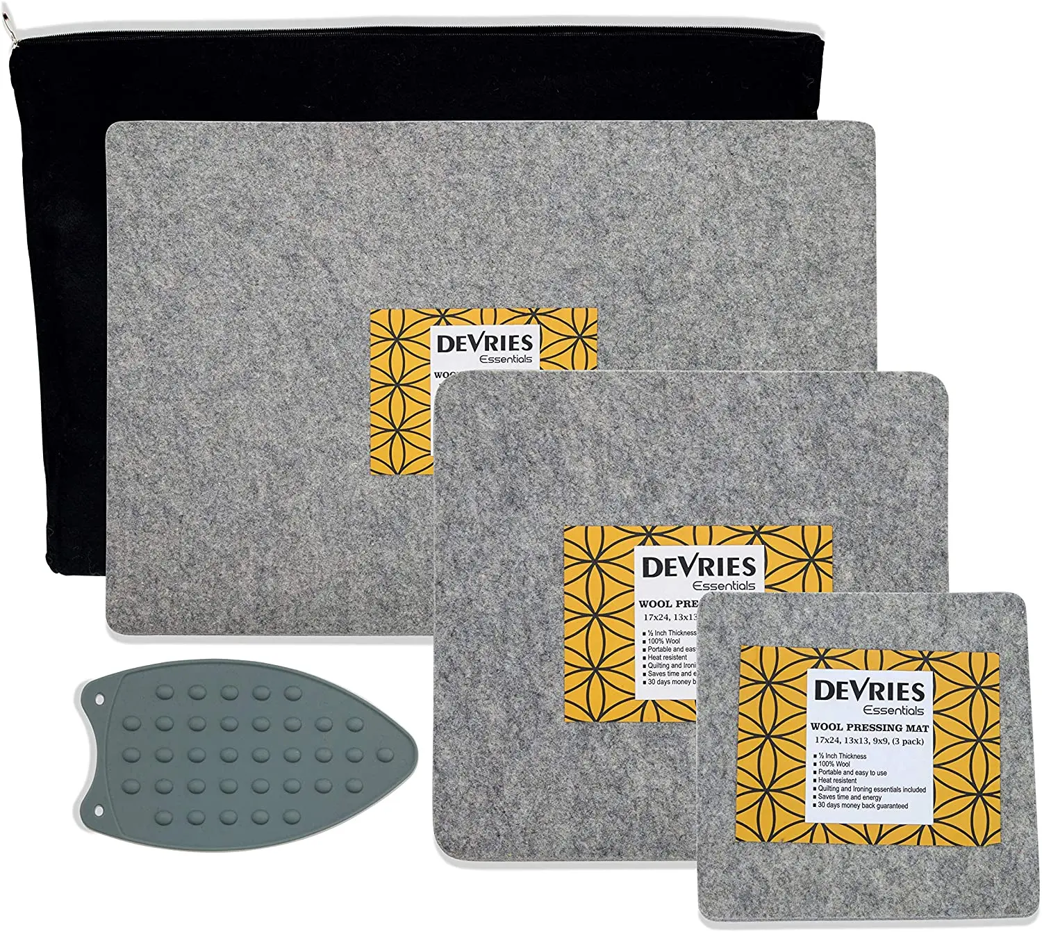 Wool Ironing Mat-pad Made with 100% New Zealand Wool Pressing Pad Great for Trav, Size: 17 x 24, Gray